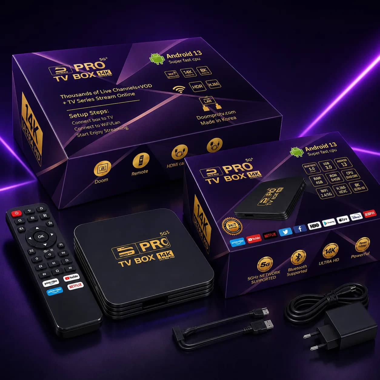 5G Pro TV Box 14K — Made in Korea — IPTV box available in Dubai, UAE