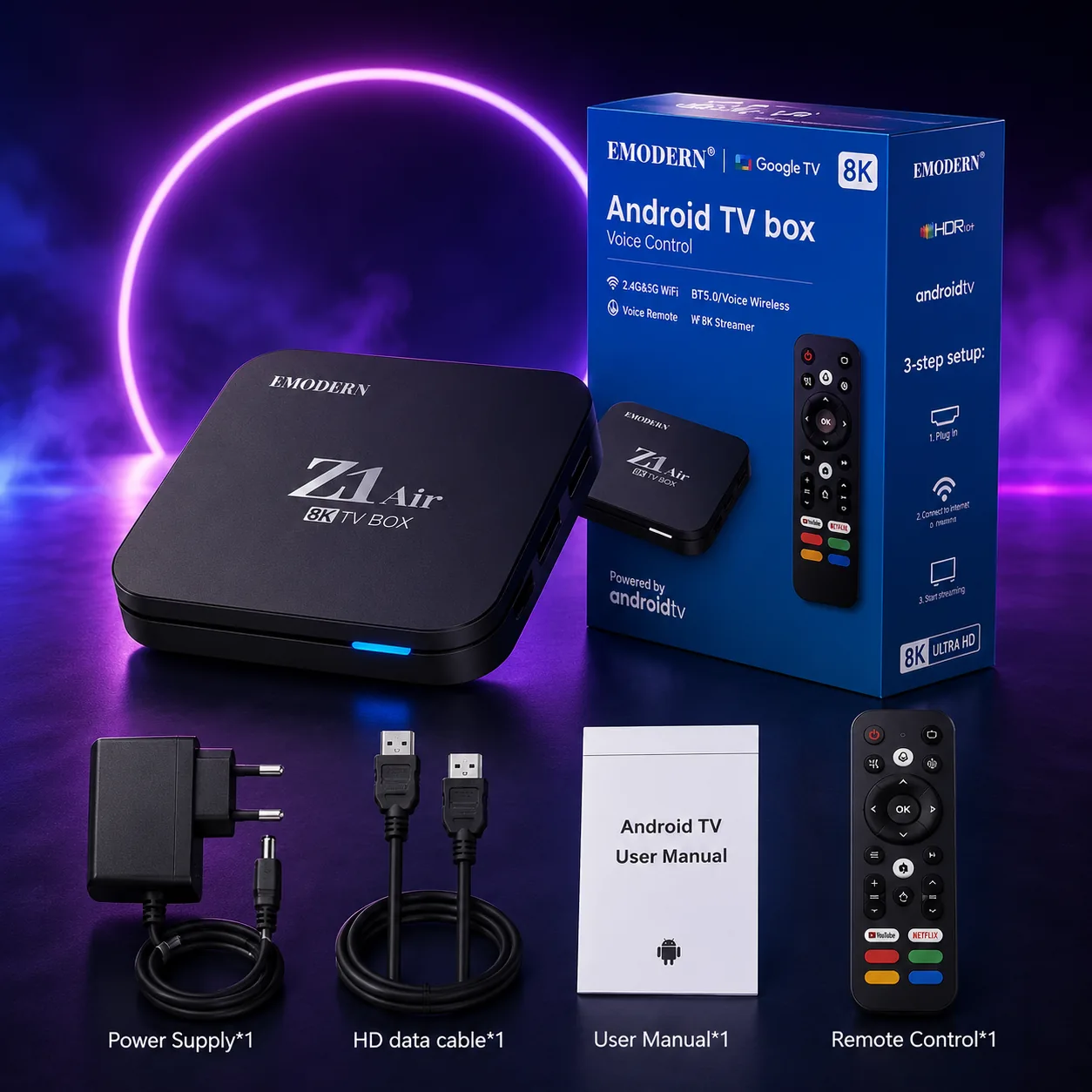 EMODERN Z1 Air 8K Google TV Box — IPTV box available in Dubai, UAE