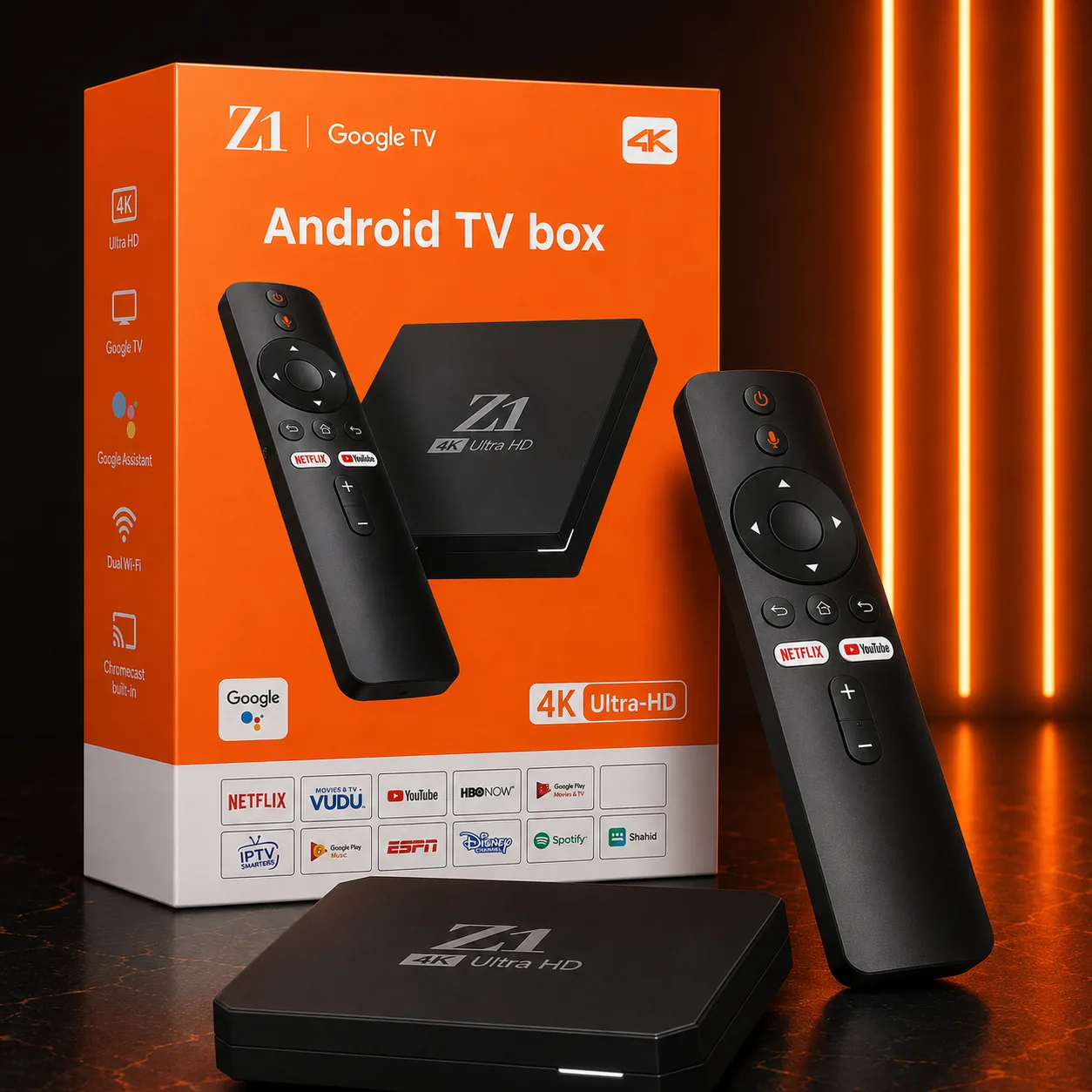 Z1 Google TV Box — 4K Ultra HD — IPTV box available in Dubai, UAE